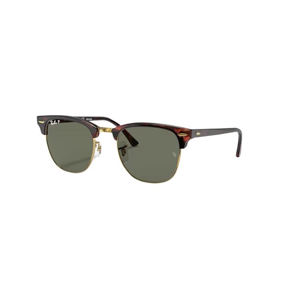 Ray-Ban RB3016 Clubmaster Square Sunglasses Tortoise on Gold/G-15 Green - Picture 1 of 5